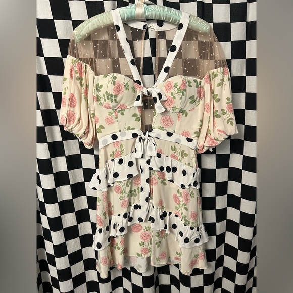 For Love And Lemons Butterscotch Tiered Mini Dress - Picture 2 of 16